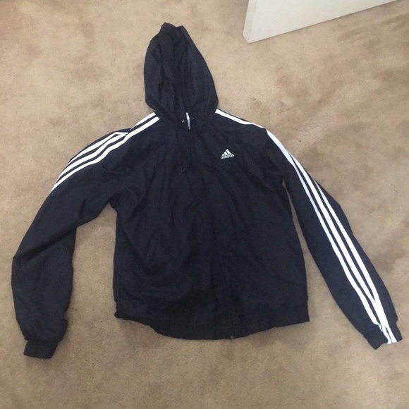 adidas Jackets & Blazers - Adidas Zip Up Black & White Striped Jacket